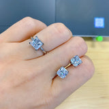 Sterling Silver 7x7mm SONA Diamond Stud Earrings