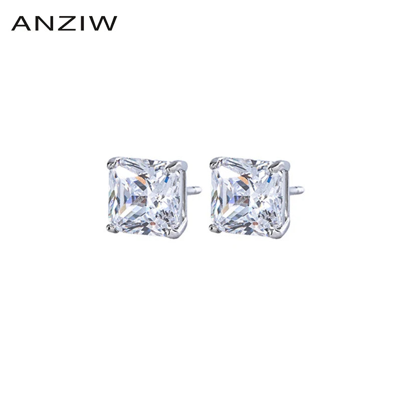 Sterling Silver 7x7mm SONA Diamond Stud Earrings