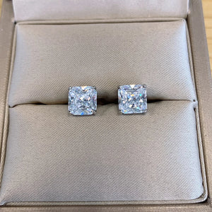 Sterling Silver 7x7mm SONA Diamond Stud Earrings