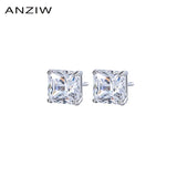 Sterling Silver 7x7mm SONA Diamond Stud Earrings