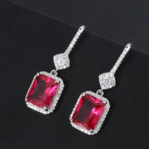 Lab Created Ruby Vintage Classic Hook Earring for Women