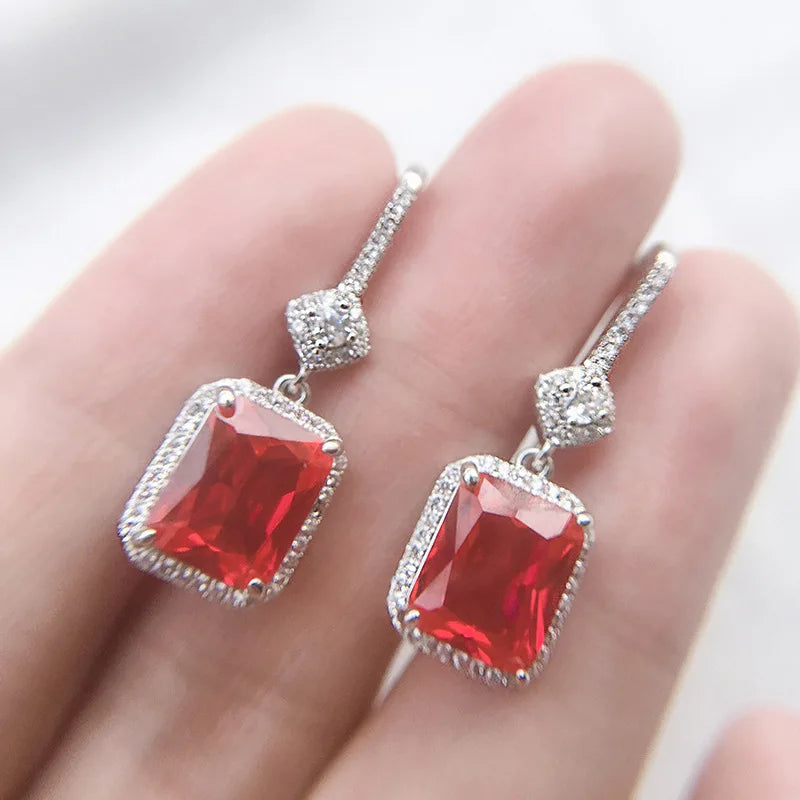 Lab Created Ruby Vintage Classic Hook Earring for Women