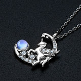Moonstone & Cubic Zircon Unicorn Pendant Necklace