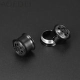 Stainless Steel Flower Ear Tunnel Plug Stretcher Piercing 8-18mm