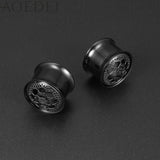 Stainless Steel Flower Ear Tunnel Plug Stretcher Piercing 8-18mm