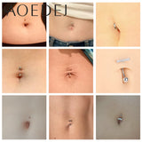 925 Sliver T Shape Belly Button Ring Zircon Navel Piercing Barbell