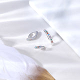 925 Sliver T Shape Belly Button Ring Zircon Navel Piercing Barbell