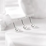 925 Sliver T Shape Belly Button Ring Zircon Navel Piercing Barbell