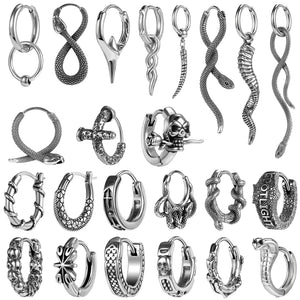 Punk Skull Hoop Earring Vintage Snake Stud Earrings Stainless Steel