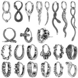 Punk Skull Hoop Earring Vintage Snake Stud Earrings Stainless Steel