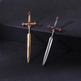 Gothic Sword Studs Earring for Men Stainless Steel Punk Ear Stud