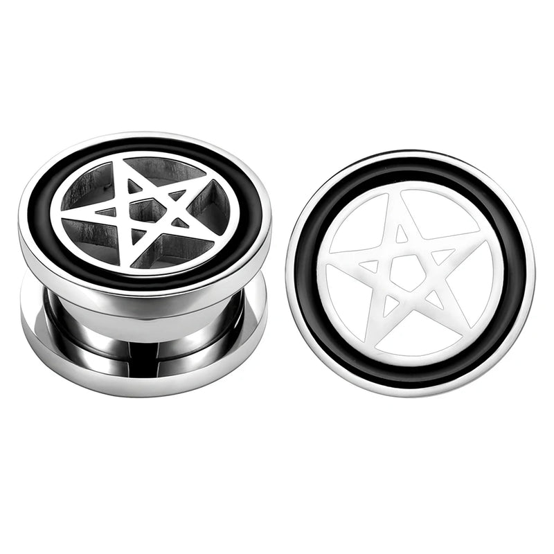 2PC 5-22mm Stainless Steel Ear Tunnels Plugs Flesh Piercing