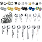 2PC 5-22mm Stainless Steel Ear Tunnels Plugs Flesh Piercing