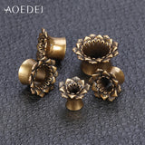 316L Stainless Steel Ear Plugs Tunnels Saddle Ear Gauges Weights Flower