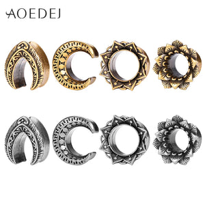 316L Stainless Steel Ear Plugs Tunnels Saddle Ear Gauges Weights Flower