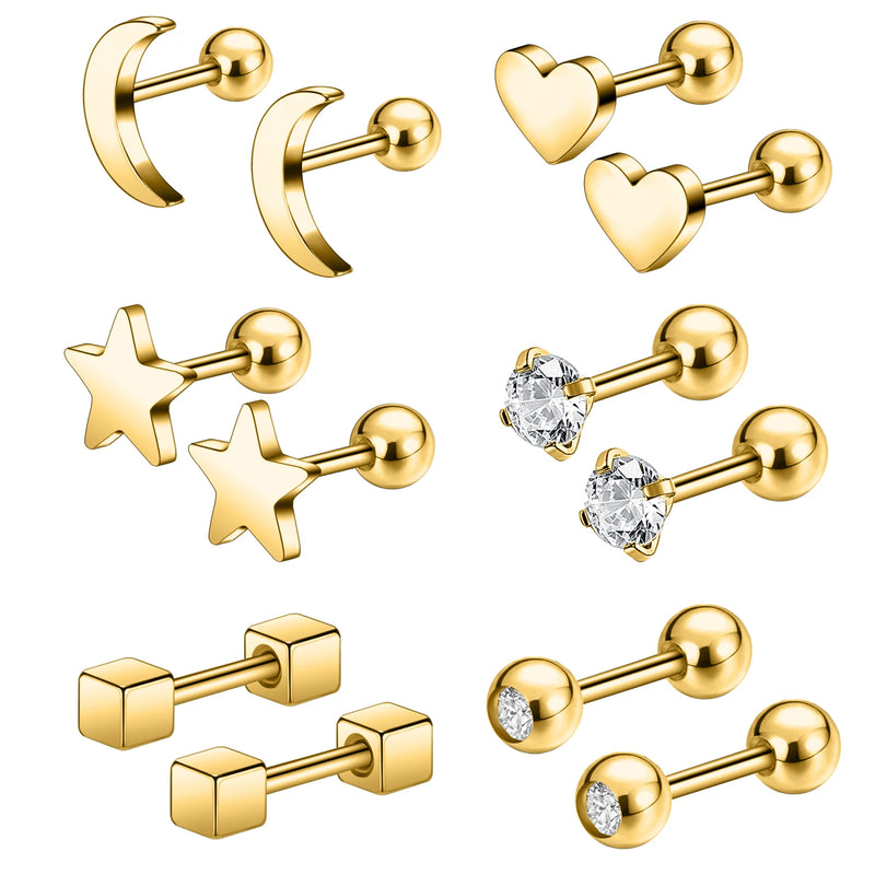 4-9 Pairs Mix Studs Earring Set Zircon Ear Studs Women Gift Ear Piercing