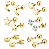 4-9 Pairs Mix Studs Earring Set Zircon Ear Studs Women Gift Ear Piercing