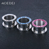 5-18mm Crystal Plugs & Tunnels 16mm Stainless Steel Ear Expander Piercing