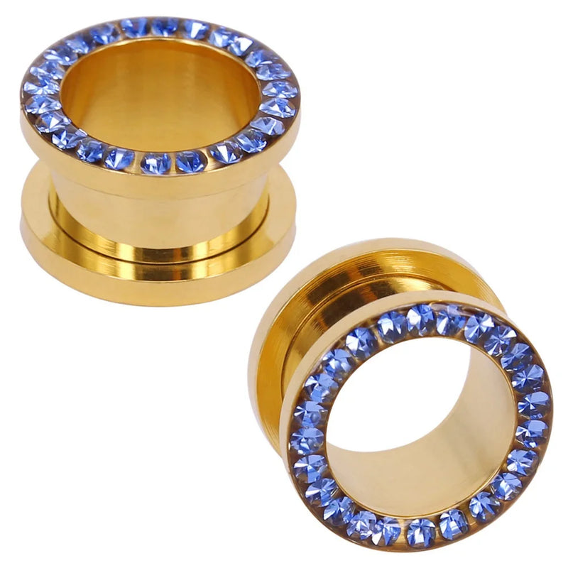 5-18mm Crystal Plugs & Tunnels 16mm Stainless Steel Ear Expander Piercing