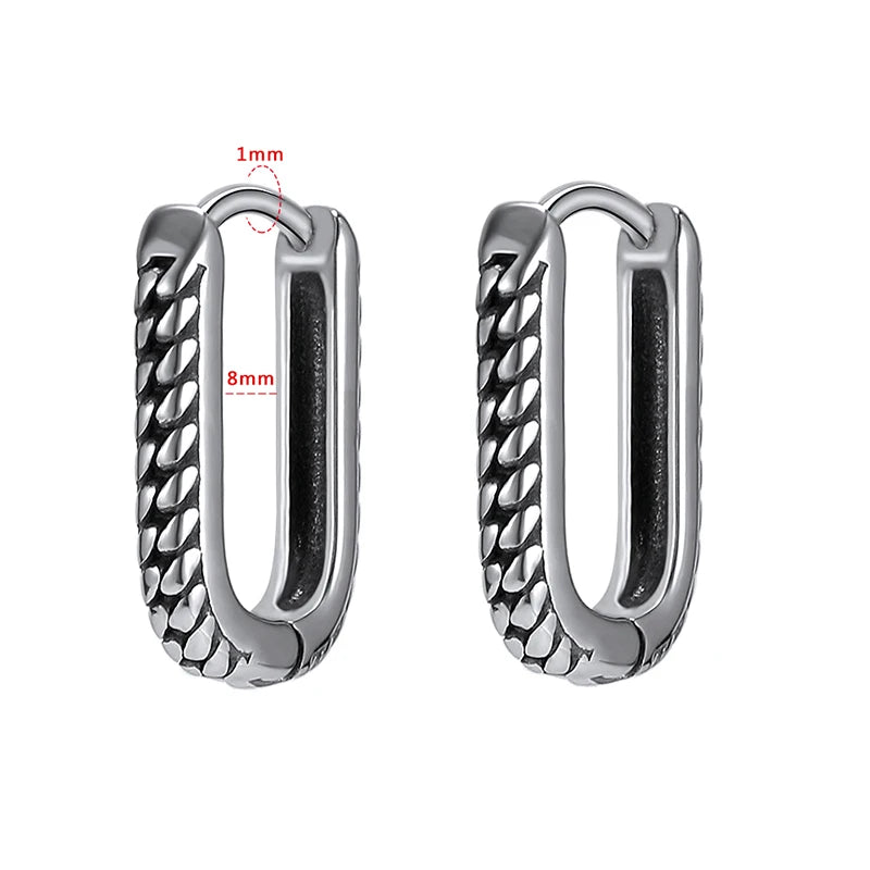 Punk Chain Hoop Earring Stainless Steel Round Piercing Jewelry