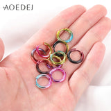 Rainbow Circle Hoop Earrings Stainless Steel Punk Jewelry 2Pcs