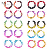 Rainbow Circle Hoop Earrings Stainless Steel Punk Jewelry 2Pcs
