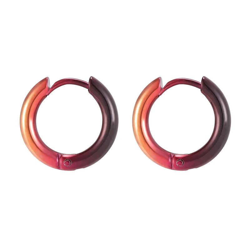 Rainbow Circle Hoop Earrings Stainless Steel Punk Jewelry 2Pcs