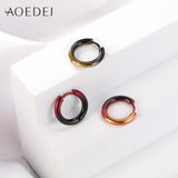 Rainbow Circle Hoop Earrings Stainless Steel Punk Jewelry 2Pcs