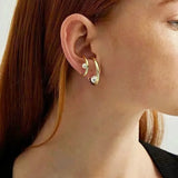 Korea Metal Ear Clip Earrings Geometric Silver Ear Cuff Ear Jewelry