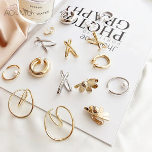 Geometric Round Ear Cuff Minimalist Cartilage Earrings Women Men