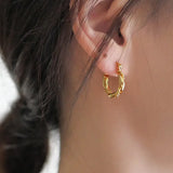 French Retro Metal Twist Thread Hoop Earrings Ear Buckle for Female Jewelry