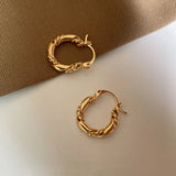 French Retro Metal Twist Thread Hoop Earrings Ear Buckle for Female Jewelry