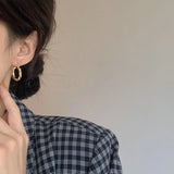 French Retro Metal Twist Thread Hoop Earrings Ear Buckle for Female Jewelry
