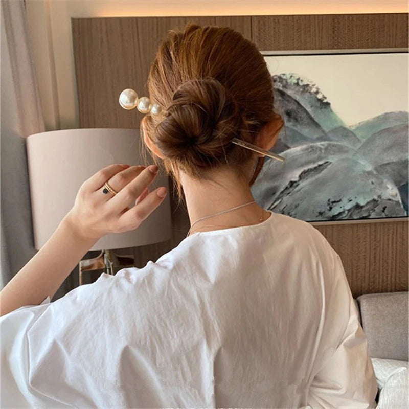 Retro Multicolor Resin Imitated-pearl Hairpin for Women Hair Styling