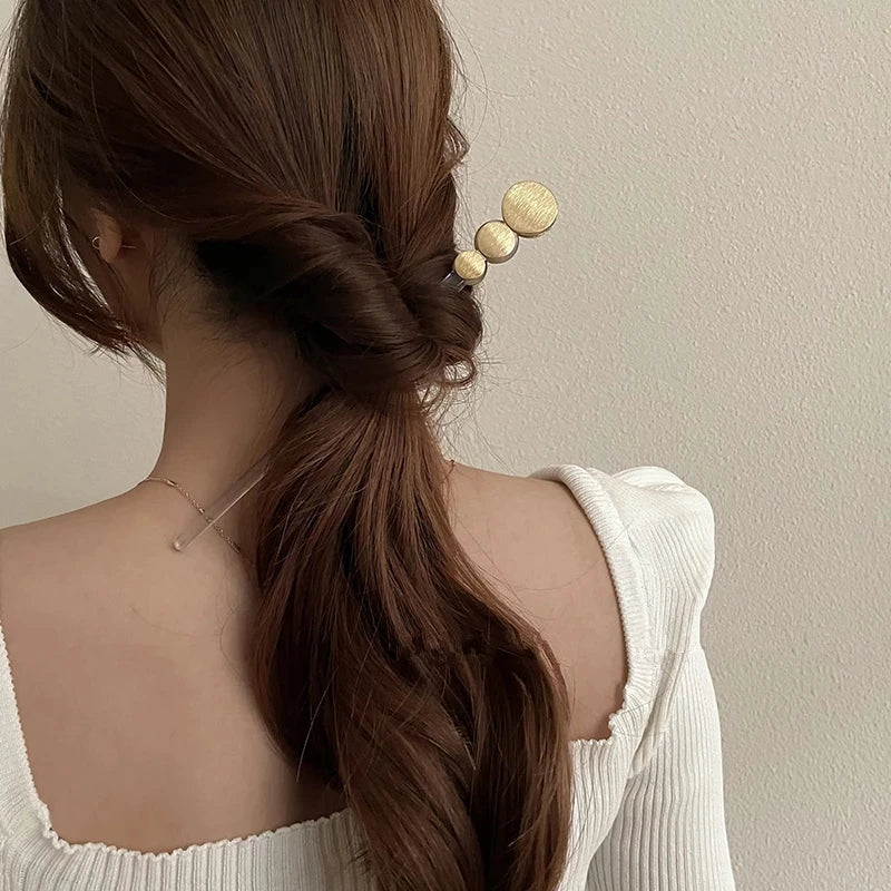 Retro Multicolor Resin Imitated-pearl Hairpin for Women Hair Styling
