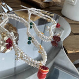 Colorful Resin Pearls Beads Necklace with Dog Pendant
