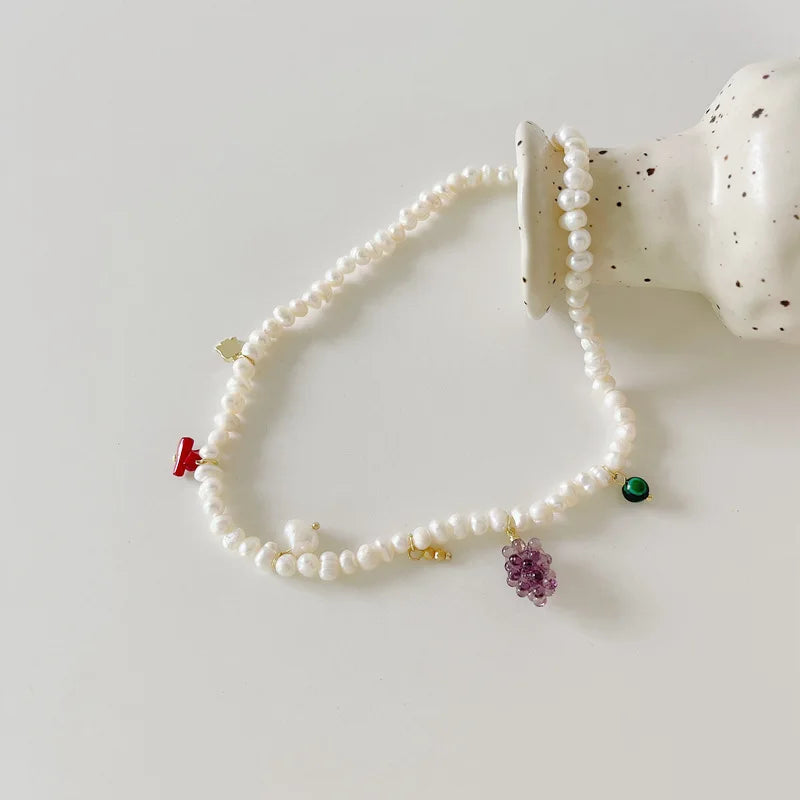 Colorful Resin Pearls Beads Necklace with Dog Pendant