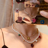 Colorful Resin Pearls Beads Necklace with Dog Pendant