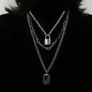 Hip Hop Long Chain Cross Pendant Necklace Set