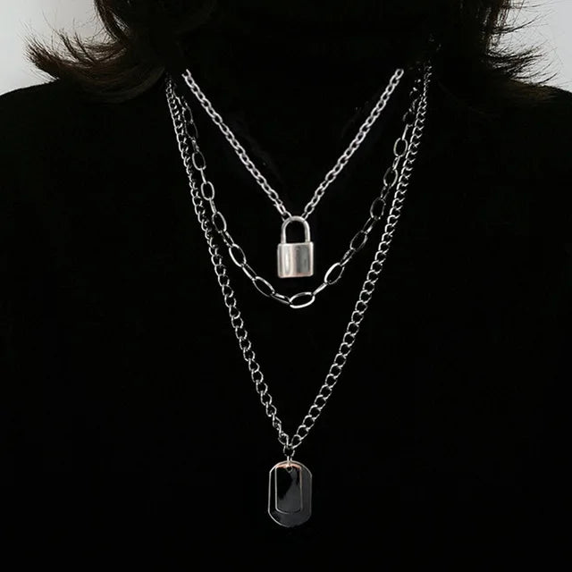 Hip Hop Long Chain Cross Pendant Necklace Set