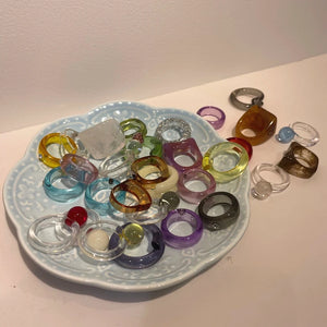 4PCS/SET Transparent Resin Rings Acrylic Geometric Ring Women Gift Jewelry