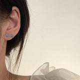 4PCS Silver Tassel Chain Love Earring Geometric Cherry Hoop Jewelry