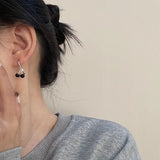 4PCS Silver Tassel Chain Love Earring Geometric Cherry Hoop Jewelry