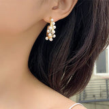 Autumn S925 Vintage Silver Arc Pearl Hoop Earrings