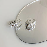 Autumn S925 Vintage Silver Arc Pearl Hoop Earrings