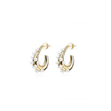 Autumn S925 Vintage Silver Arc Pearl Hoop Earrings