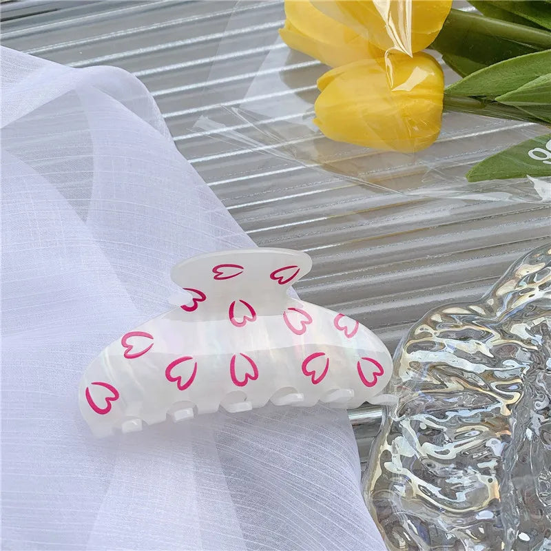 Flower Heart Tulip Sun Acrylic Hair Clip for Women Girls