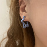 Colorful Hollow Flower Metal Spray Paint Hoop Earrings for Women