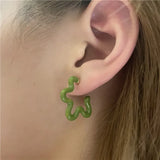 Colorful Hollow Flower Metal Spray Paint Hoop Earrings for Women
