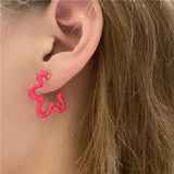 Colorful Hollow Flower Metal Spray Paint Hoop Earrings for Women